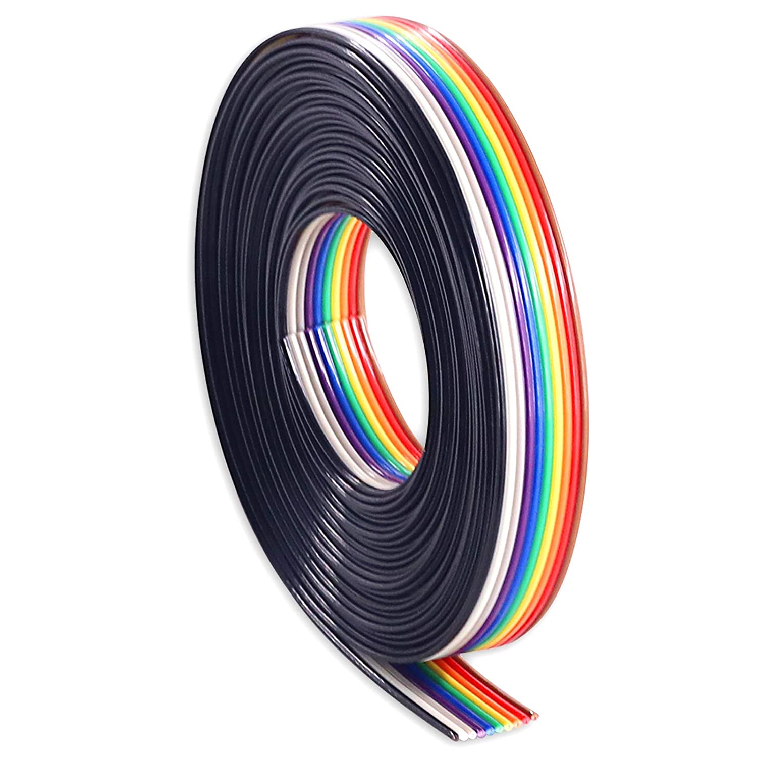 10 Pin core Rainbow Wire Multicolor Flat Ribbon Cable 10 wire (Pack of 1 meter) - Image 1