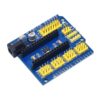 The Nano 328P Expansion Adapter Breakout Board IO Shield acts as a breakout board for the Arduino Nano microcontroller. There are several different options for power input and the footprint of this board is the same as the Arduino Duemilanove.