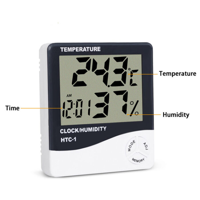 HTC-1 High Precision Large Screen Electronic Indoor Temperature, Humidity Thermometer with Clock Alarm - Image 3