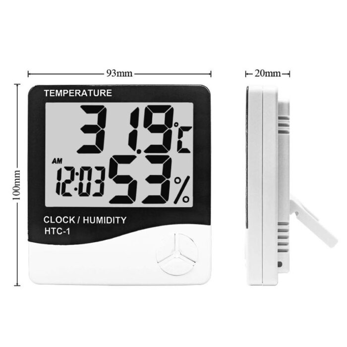 HTC-1 High Precision Large Screen Electronic Indoor Temperature, Humidity Thermometer with Clock Alarm - Image 4