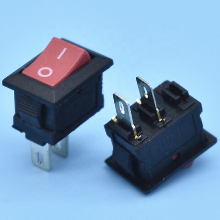6A 250V AC SPST ON-OFF 2 Pin Rocker Switch Red