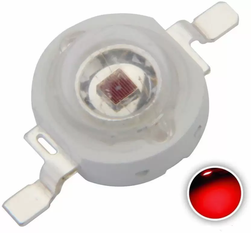 LED Shape: Round Emitting Colour : Red Power :1 Watt Max Rated Current: 350mA Brightness: 100-140LM Colour Temperature:6250k Reverse voltage: 5V Operating Voltage: 2.9V-3.1VDC LED Type: SMD