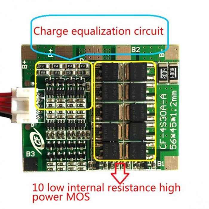 4 Series 30A 18650 Lithium Battery Protection Board 14.8V 16V with Cable - Image 3