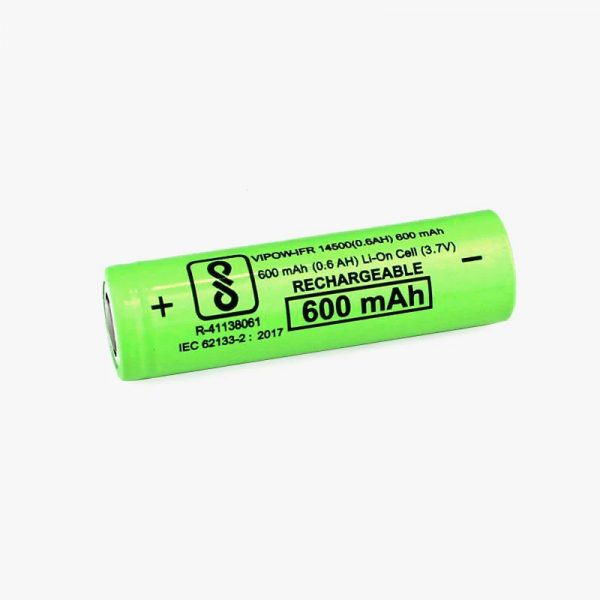 3.7 Volt 600 mAh 14500 Lithium Ion Rechargeable Battery Cell