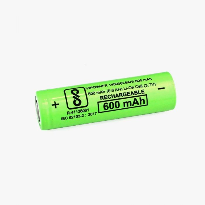 3.7 Volt 600 mAh 14500 Lithium Ion Rechargeable Battery Cell