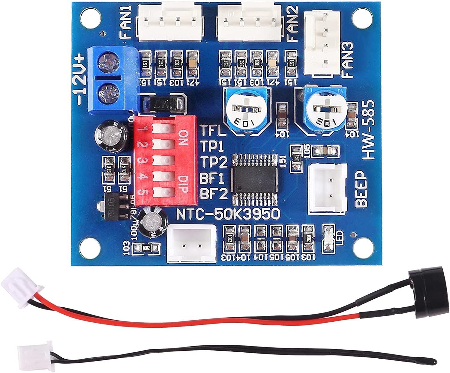 DC12V 4-Wire PWM PC Fan Temperature Control Manumotive Fan Speed Controller Module CPU High-Temperature With Buzzer NTC 3950 Thermistor - Rytronics.in