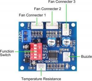 DC12V 4-Wire PWM PC Fan Temperature Control Manumotive Fan Speed Controller Module CPU High-Temperature Alarm with Buzzer with NTC 3950 Thermistor - Image 2