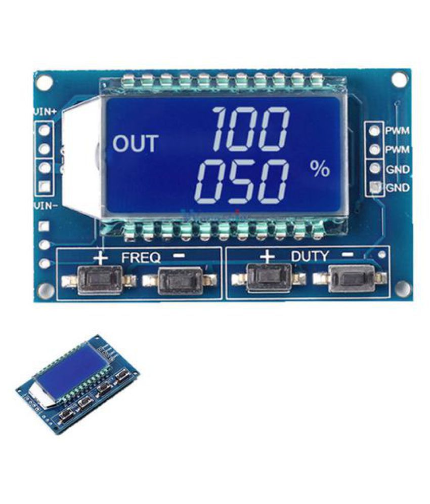 LCD display for frequency and duty cycle. Wide frequency range. High precision. Serial communication(TTL based).
