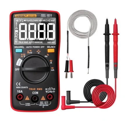 1. Measurement functions include AC/DC voltage, AC/DC current, resistance, diode test/continuity, NCV, frequency/duty cycle, capacitance. 2. Support True- RMS 3. Support Auto Power Off 4. Support temperature measurement 5. Support data hold