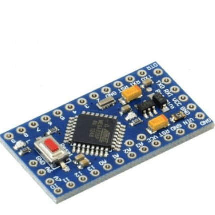 Product Description This is Pro Mini 5V/16MHz is a 3.3V Arduino running the 16MHz bootloader. Pro Mini ATMEGA328P comes without connectors. We recommend the first time Arduino users start with the Uno R3. Its a great board that will get you up and running quickly. The Arduino Pro series is meant for users that understand the limitations of system voltage (5V), lack of connectors, and USB off-board. The Pro Mini is a microcontroller board base on theATmega328. It has 14 digital input/output pins (of which 6 can be used as PWM outputs), 6 analog inputs, an on-board resonator, a reset button, and holes for mounting pin headers. A six pin header can be connected to an FTDI cable to provide USB power and communication to the board. The Pro Mini Arduino is intended for semi-permanent installation in objects or exhibitions. The pin layout is compatible with the Mini Arduino. Features : ATmega328 running at 16MHz with external resonator (0.5% tolerance). 100% Arduino compatible board. Max Output Current: 150mA. Over-current protected. Reverse polarity protected. 0.8mm Thin PCB. USB connection off-board. Supports auto-reset. Onboard Power and Status LEDs. Package Includes: 1 x Pro Mini ATMEGA328P 5V/16M Updated Version for Arduino