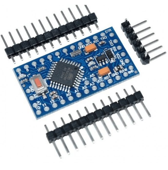 Product Description This is Pro Mini 5V/16MHz is a 3.3V Arduino running the 16MHz bootloader. Pro Mini ATMEGA328P comes without connectors. We recommend the first time Arduino users start with the Uno R3. Its a great board that will get you up and running quickly. The Arduino Pro series is meant for users that understand the limitations of system voltage (5V), lack of connectors, and USB off-board. The Pro Mini is a microcontroller board base on theATmega328. It has 14 digital input/output pins (of which 6 can be used as PWM outputs), 6 analog inputs, an on-board resonator, a reset button, and holes for mounting pin headers. A six pin header can be connected to an FTDI cable to provide USB power and communication to the board. The Pro Mini Arduino is intended for semi-permanent installation in objects or exhibitions. The pin layout is compatible with the Mini Arduino. Features : ATmega328 running at 16MHz with external resonator (0.5% tolerance). 100% Arduino compatible board. Max Output Current: 150mA. Over-current protected. Reverse polarity protected. 0.8mm Thin PCB. USB connection off-board. Supports auto-reset. Onboard Power and Status LEDs. Package Includes: 1 x Pro Mini ATMEGA328P 5V/16M Updated Version for Arduino