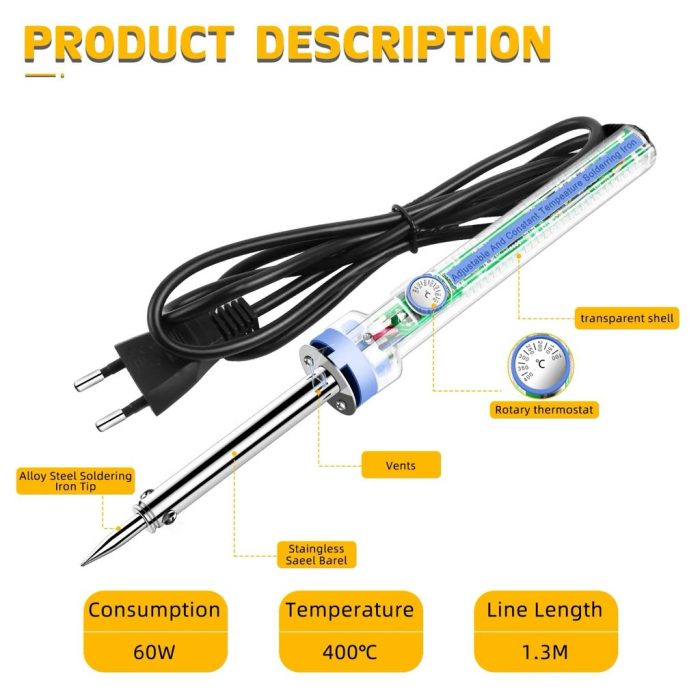 Adjustable Temperature Transparent Electric Soldering Iron