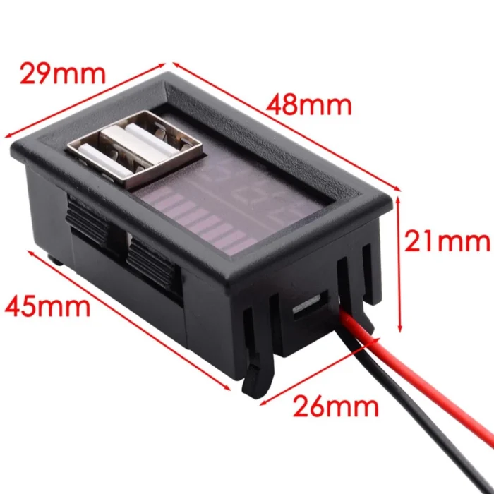 12V Universal Dual USB Digital Voltmeter and Battery Indicator Display Module