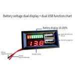 12V Universal Dual USB Digital Voltmeter and Battery Indicator Display Module - Image 2