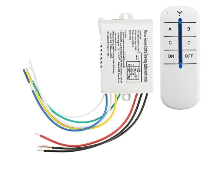 4 Way ON/OFF Digital RF Remote Control Wireless Switch