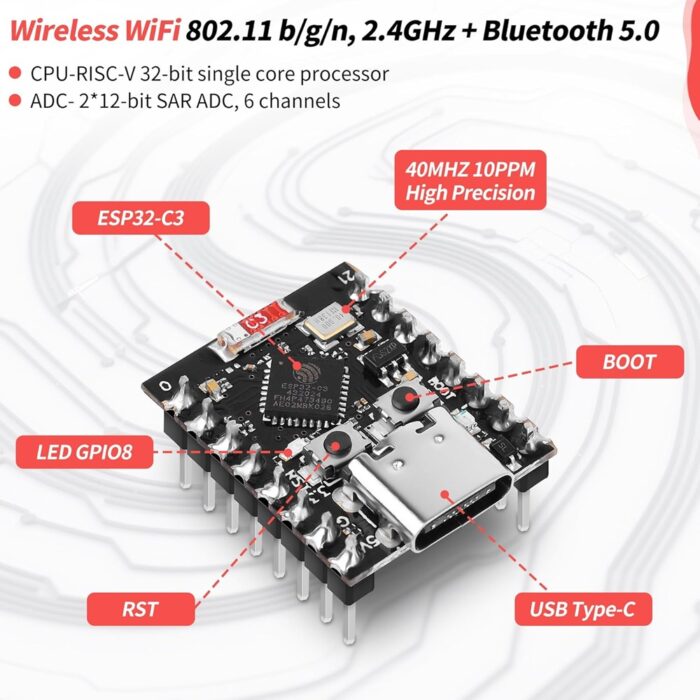 ESP32-C3 Super Mini Development Board Soldered Headers - Image 3