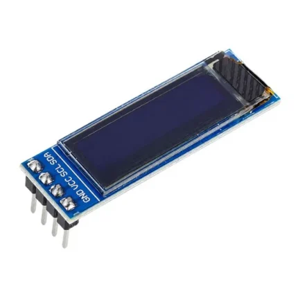 Buy the 0.91 Inch 128×32 Blue OLED Display Module with I2C/IIC interface. Compact OLED screen with high contrast, low power consumption and wide viewing angle for Arduino, ESP32, ESP8266, Raspberry Pi, IoT and DIY projects.