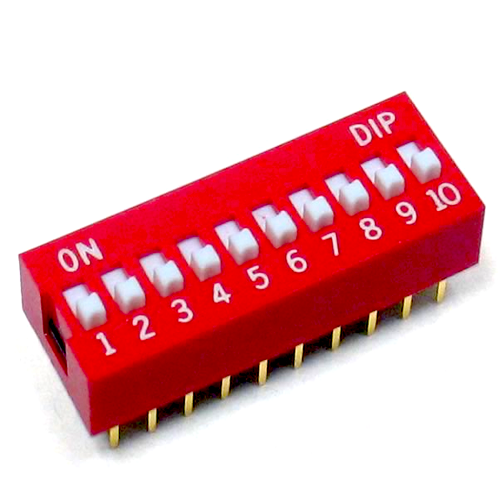 10pin DIP Switch-500x500 Position Number: 10 Color: Normally Light Red Pitch: 2.54 mm