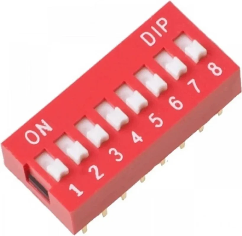 8 individual ON/OFF switches in one package Compact DIP package design Standard 2.54mm PCB pin spacing