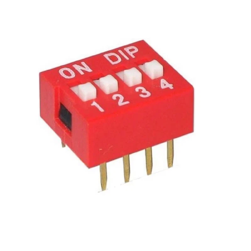 DIP switch 4pin 4 Pin DIP Switch | 4 Position Piano Type Slide DIP Switch for Arduino, PCB, Electronic Circuits & DIY Projects